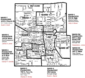 West Chester Borough Polls Map